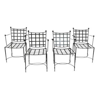 Set of Four Mario Papperzini for Janus Et Cie Wrought Iron Dining Armchairs, Attributed For Sale