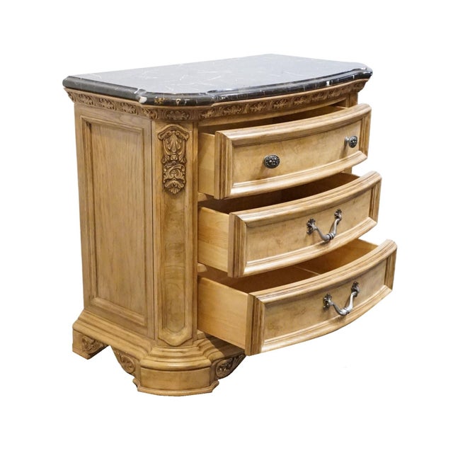 American Drew Rustic European Bleached Ash 37" Three Drawer Nightstand W. Granite Top 121-421 For Sale In Kansas City - Image 6 of 14