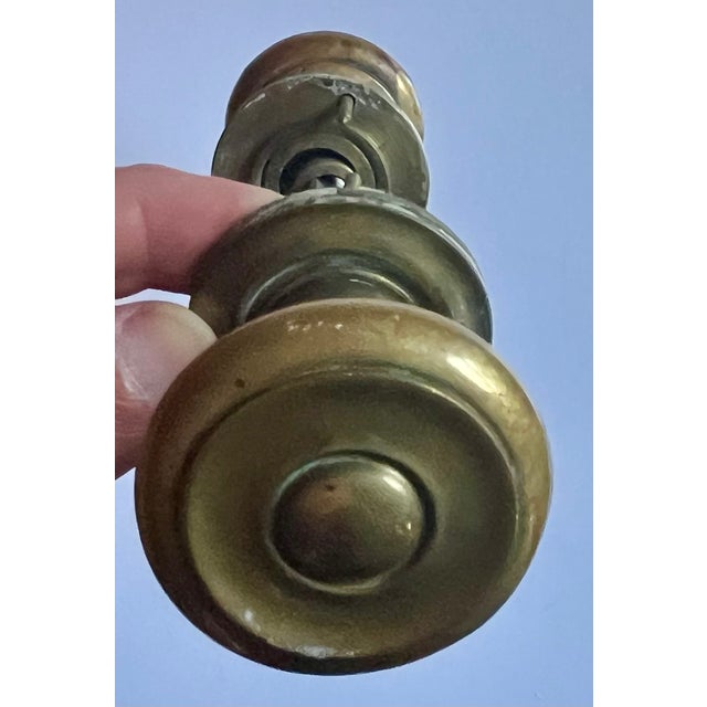 Antique 19th Century Small Size Brass Door Knobs - A Pair For Sale - Image 13 of 13