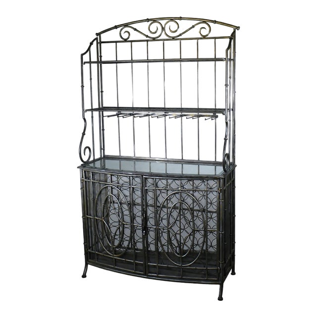 Faux Bamboo Metal Oversized Wine Bar For Sale