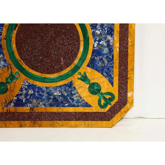1910s Italian Neoclassical Style Marble, Malachite, Lapis Lazuli, and Porphyry Panel For Sale In New York - Image 6 of 9
