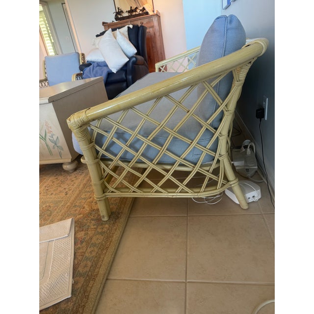 Chippendale 1986 Ficks Reed Distressed Bamboo Couch For Sale - Image 3 of 4
