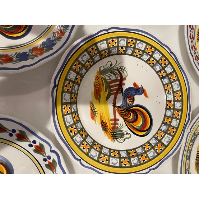 1990s 1990s Henriot Quimper Ceramic Plates With French Artisan Pottery Markings - Set of 8 For Sale - Image 5 of 12