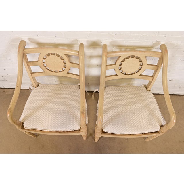 Late 20th Century Baker Furniture British Colonial Armchairs, Pair For Sale - Image 5 of 13