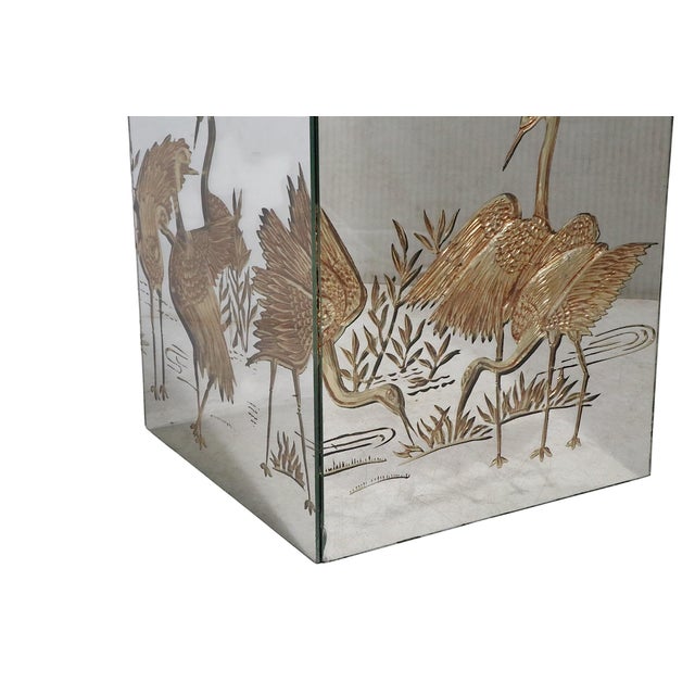 Hollywood RFegency Style Mirrored Pedestal With Gold Fold Cranes and Foliate For Sale In New York - Image 6 of 7
