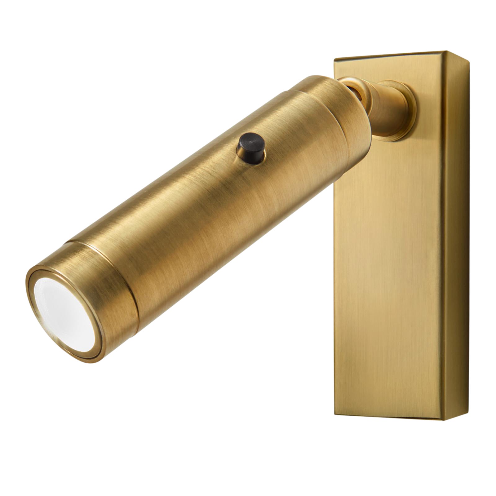 Brushed Brass LED Focus Wall Reading Light With Rectangular Backplate Chairish