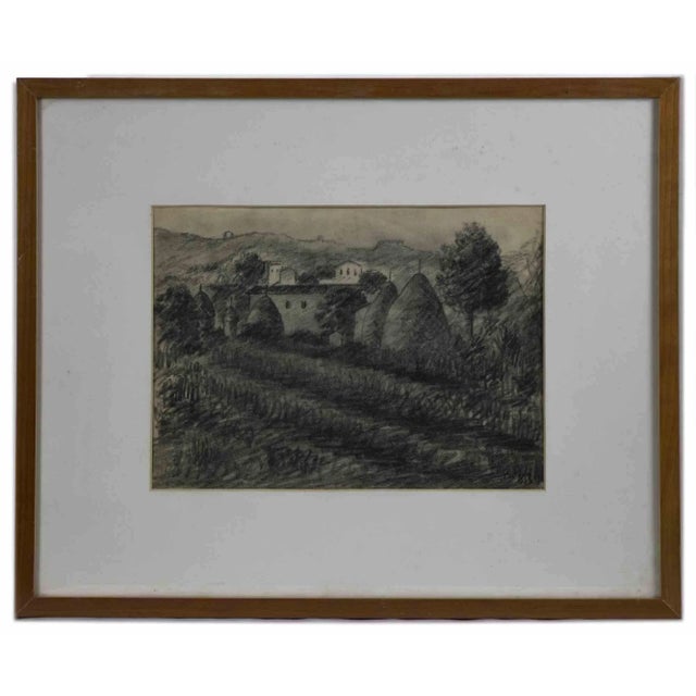 Landscape is an original modern artwork realized by Achille Lega in 1928. Black and white charcoal drawing. Published on...