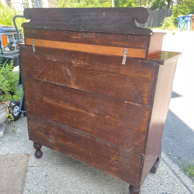 Late 1800s Empire Style Crotch Mahogany 6-Drawer Dresser With Original Glass Drawer-Pulls For Sale - Image 17 of 17