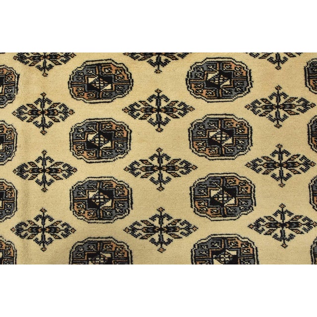 Bokhara Rug 8’11” X 11’8” Beige Wool Tribal Hand-Knotted Oriental Carpet For Sale - Image 10 of 14