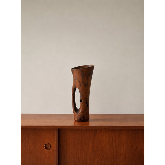 Stunning vintage monoxyle modernist pitcher/vase, deeply inspired by the organic and fluid shapes of French designer...