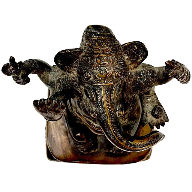 Bronze Antique Asian Ganesh Bronze Statue For Sale - Image 8 of 11