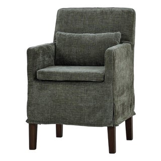 Coastal Slipcovered Dining Armchair - Green Upholstery For Sale