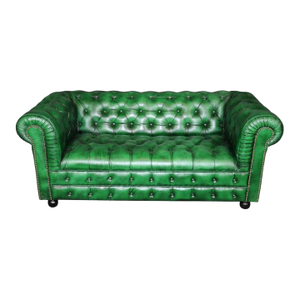 Custom Made English Emerald Green Tufted Chesterfield Sofa