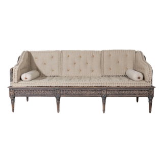 Gustavian Style Painted Trågsofa with Carved Base, circa 1920 For Sale
