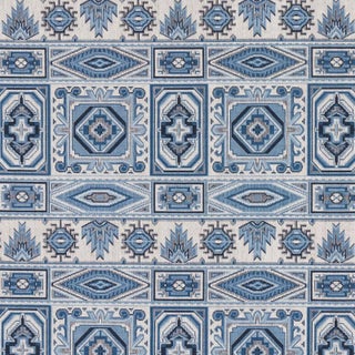 Schumacher Crowley Epingle Fabric in Blue For Sale