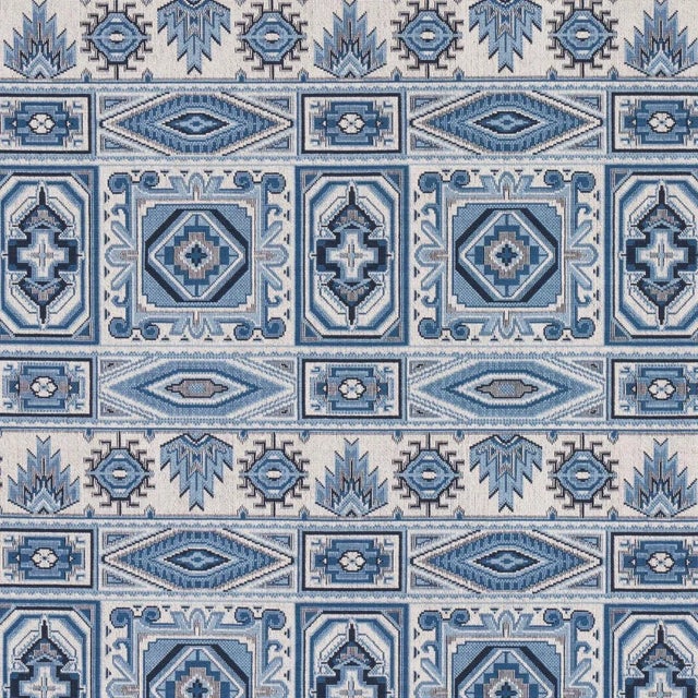 Schumacher Crowley Epingle Fabric in Blue For Sale
