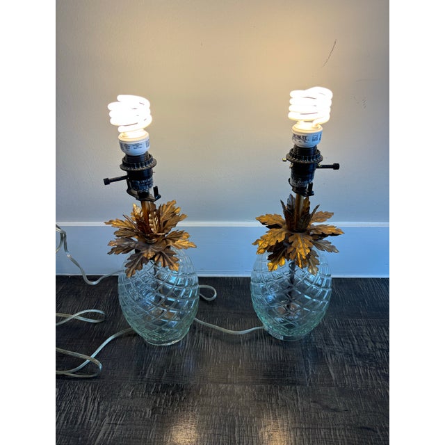 Transparent Pineapple Table Lamp - a Pair For Sale - Image 8 of 8