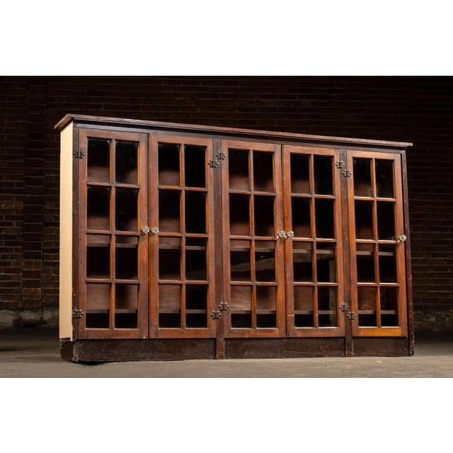 Industrial Early 20th Century Mission-Style Display Case With Glass Doors For Sale - Image 3 of 13