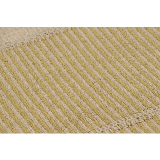 Contemporary Rug & Kilim’s Contemporary Kilim With Textural Beige and Gold Stripes For Sale - Image 3 of 8