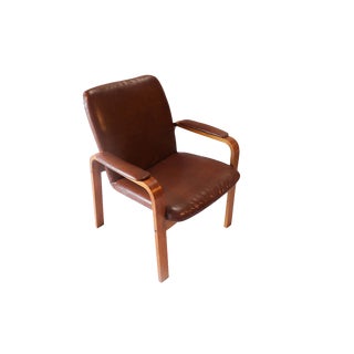 Vintage Ekornes Norwegian Leather Teak Armchair For Sale