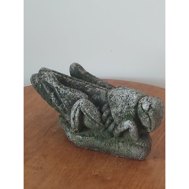 Rare Vintage Hand Carved Stone Garden Sculpture of Aztec Grasshopper For Sale - Image 4 of 12