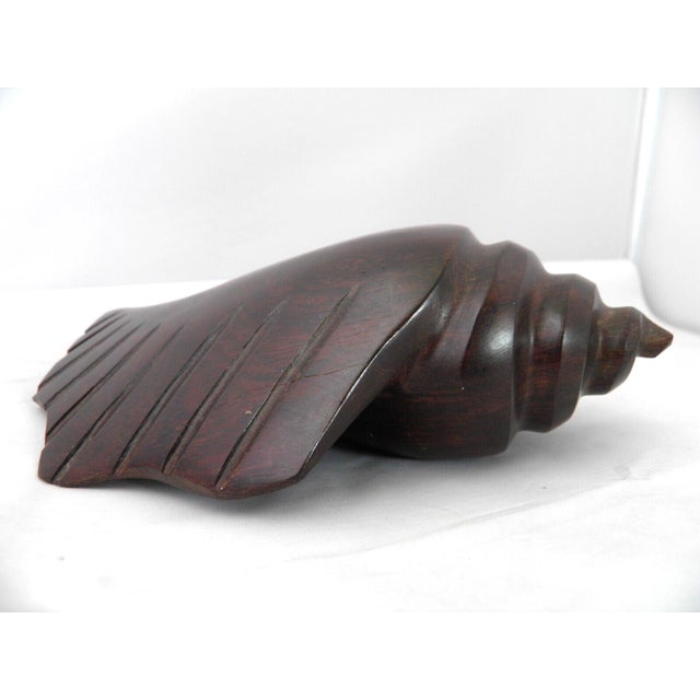 Contemporary Ironwood Hand Carved Conch Sea Shell Sculpture 7 Inches For Sale - Image 3 of 4