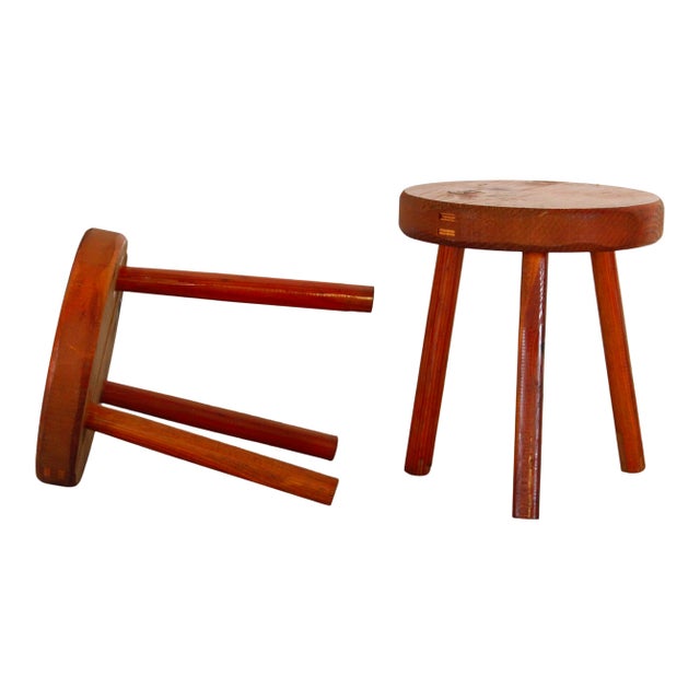 Mid-Century Italian Alpine Fir Stools in the style of Charlotte Perriand, 1960s, Set of 2 For Sale - Image 4 of 18