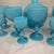 Shabby Chic Antique French Portieux Vallerysthal Blue Opaline Glass Decanter & 9 Goblets Set For Sale - Image 3 of 7