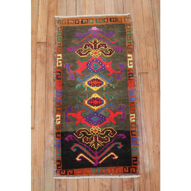 mini size 20th century Colorful Turkish Mat Rug