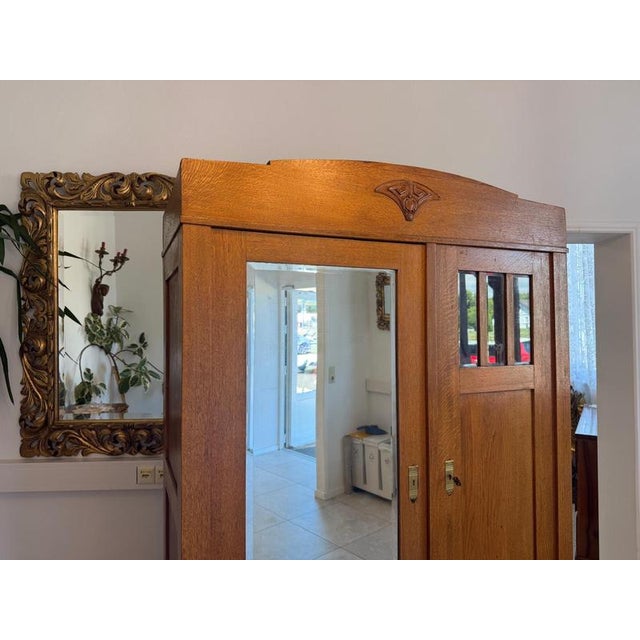 Art Nouveau Mirrored Wardrobe, 1890s For Sale - Image 12 of 18