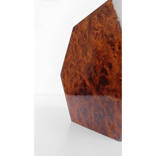 Textile Italian Hexagonal Trinket Box in Burl-Veneered Wood, 1970s For Sale - Image 7 of 18