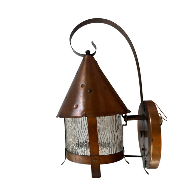 Early 20th Century Arts and Crafts Hammered Copper Outdoor Wall Sconces With Original Patina - a Pair For Sale - Image 4 of 12