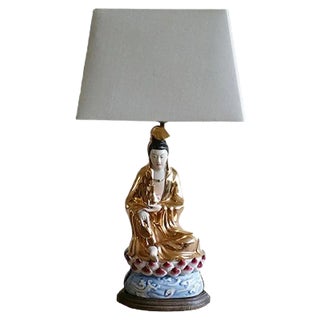 Chinese Porcelain Figural Table Lamp, 1950s For Sale