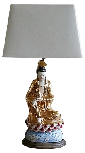 Chinese Porcelain Figural Table Lamp, 1950s