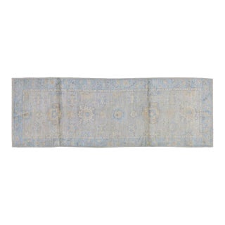 New Pakistani Oushak Hand Knotted Wool Rug, 3x8'7 For Sale