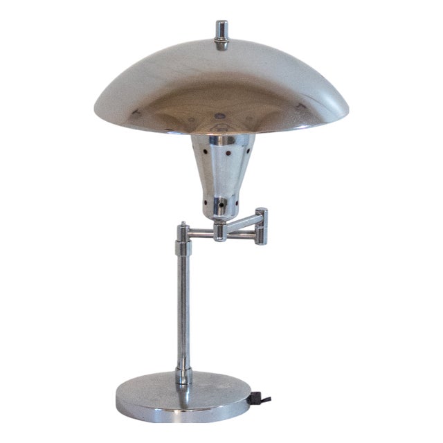 Bauhaus Chromed Desk Lamp with Adjustable Lampshade, Italy, 1950s For Sale