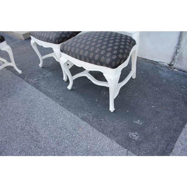 Black Early 20th Century Set of 4 French Louis XVI Hand Painted Side, Dining Chairs with New Upholstery For Sale - Image 8 of 8