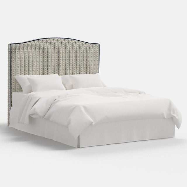Stoffer Home x Cloth & Company Elsie Headboard in Botanical Stripe Navy with Navy Welt, King For Sale - Image 9 of 9