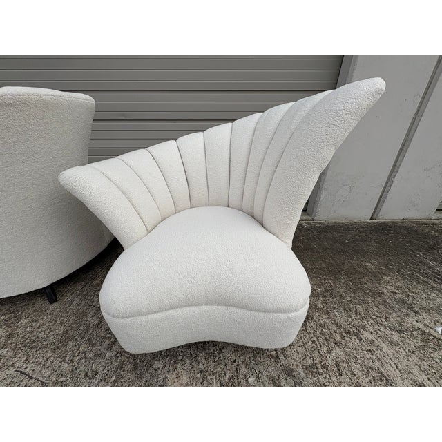 Pair of Asymmetrical Channel Back Lounge Chairs For Sale - Image 12 of 14