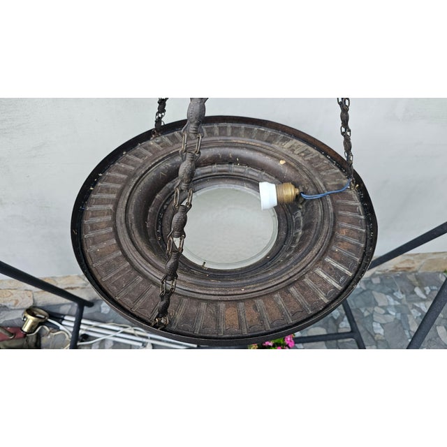 Metal Art Nouveau Brass Pendant Light, 1890s For Sale - Image 7 of 9