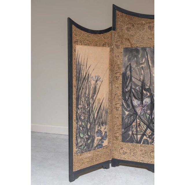 Small Japanese Screen with Three Sheets Intervened by the Artist Diaz Ferrer, 1964 For Sale - Image 9 of 13