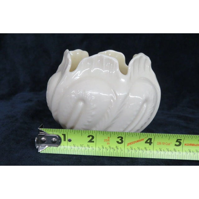 Belleek Pottery Ltd. Belleek Ireland Cabbage Leaf Bowl Porcelain Yellow Luster Vase For Sale - Image 4 of 13