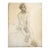 Antique French Realist Male Figurative Study (Charcoal on Woven Cream Paper) For Sale