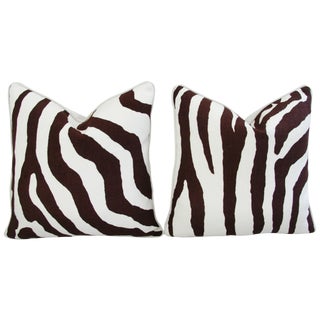 Designer Scalamandre Zebra Linen Pillows - Pair For Sale