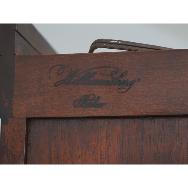 1990s Baker Colonial Williamsburg Mahogany Chippendale Breakfront For Sale - Image 18 of 18