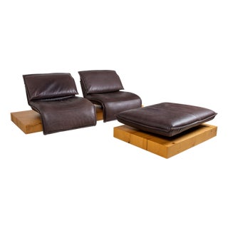 Free Motion Edit 3 Leather Two-Seater Sofa with Ottoman from Koinor, Set of 2 For Sale