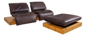 Free Motion Edit 3 Leather Two-Seater Sofa with Ottoman from Koinor, Set of 2