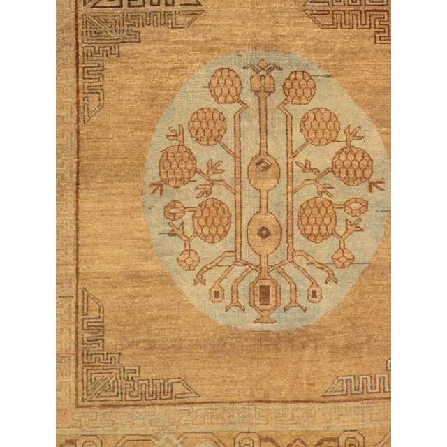 Textile Vintage Khotan Rug, Handmade Oriental Rug, Light Blue, Caramel, Brown, Gray For Sale - Image 7 of 12