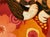 Contemporary Marc Zimmerman "Tom" Oil Painting, Sleeping Tabby Cat, Blazing Red and Pink Floral Background, Vivid Palette, Contemporary Art West Coast For Sale - Image 3 of 7