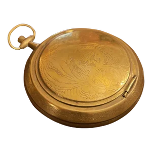 Vintage Italian Brass Engraved Pocketwatch Form Ashtray